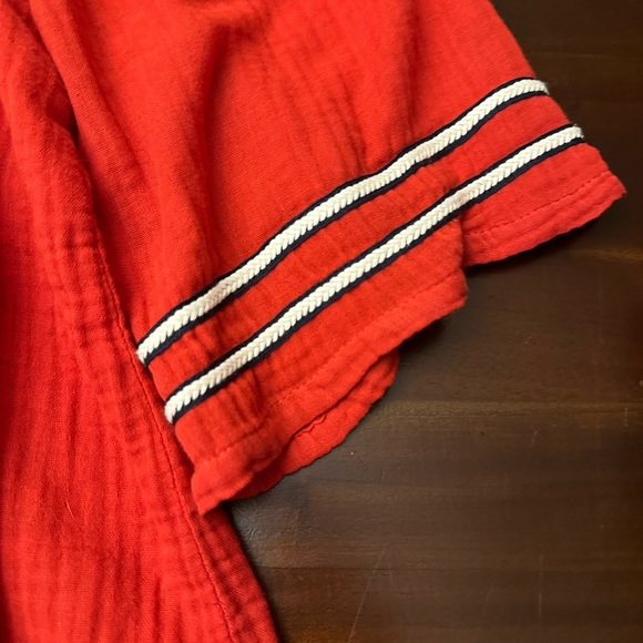 Anthropologie Michael Stars Crepe Red Off Shoulder Blouse Top (T2) - Picture 3 of 6